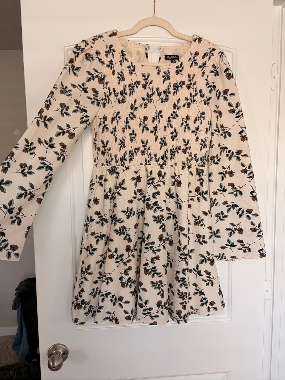 Flag & Anthem Floral Long-Sleeve Smocked Waist Mini Dress